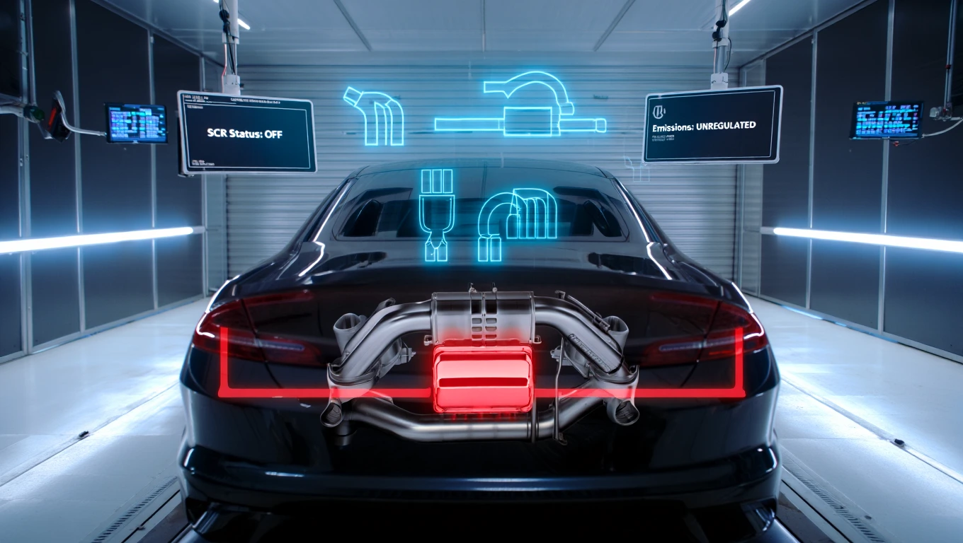 A car inside a futuristic warehouse representing the src off process.